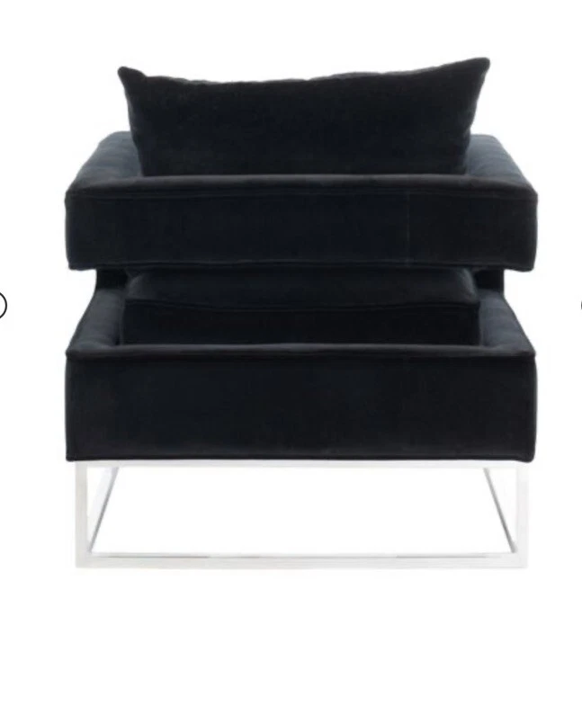 Silla Club SAFAVIEH Couture Olivya Terciopelo Negro Grado Comercial   Foto 4 de 4