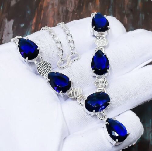 Royal Blue Kristall Heilende Stein Lätzchen Halskette - Bild 1 von 2