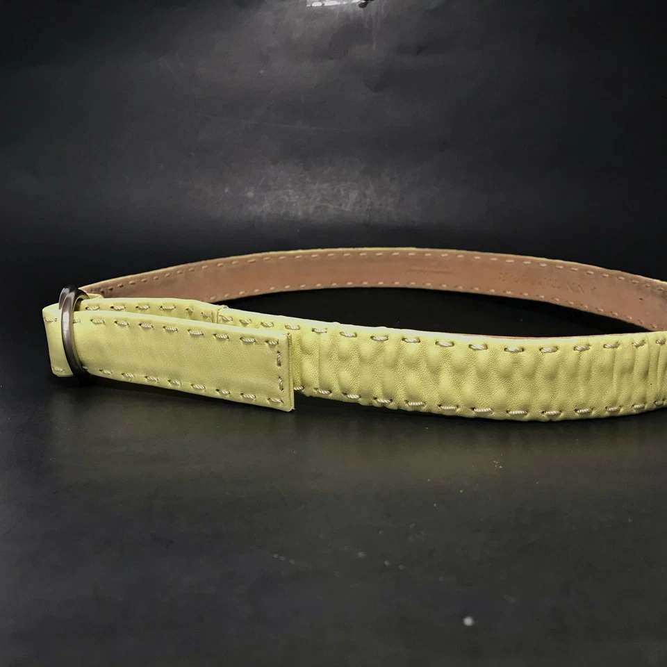 Ann Taylor женщин ремень большой лайм зеленый кожаный сшитый D кольцо повседневное платье - Изображение 2 из 4