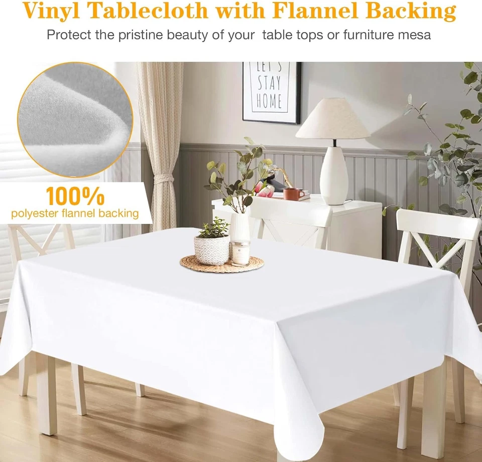 Table Protector Waterproof Deluxe Heavy Duty Vinyl Tablecloth with Flannel Backi - Image 2 of 4