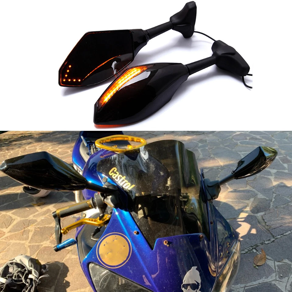 Espejos retrovisores LED intermitente para moto Triumph Daytona 675 675R 600 650 Foto 2 de 4