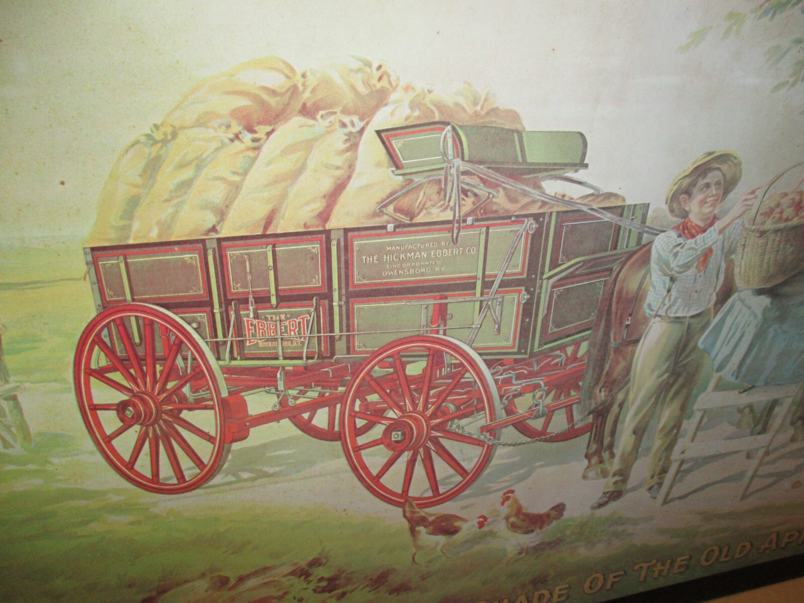 EBBERT WAGON - KENTUCKY In Shade of Old Apple Tree -32" GIANT SIZE- Ky Farm Sign