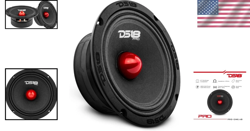 Altavoz de rango medio de 6,5 pulgadas bala de audio para automóvil 480 W 4 ohmios para estéreo Foto 2 de 4