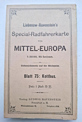 Ravenstein Special-Radfahrerkarte Mittel-Europa   Blatt 75 Kottbus - um 1920