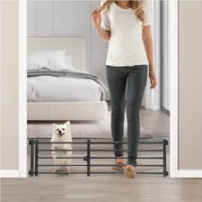 Indoor Dog Gate with Door, 26-41" Extra Wide Full Metal Pet Gate Short Dog Gate