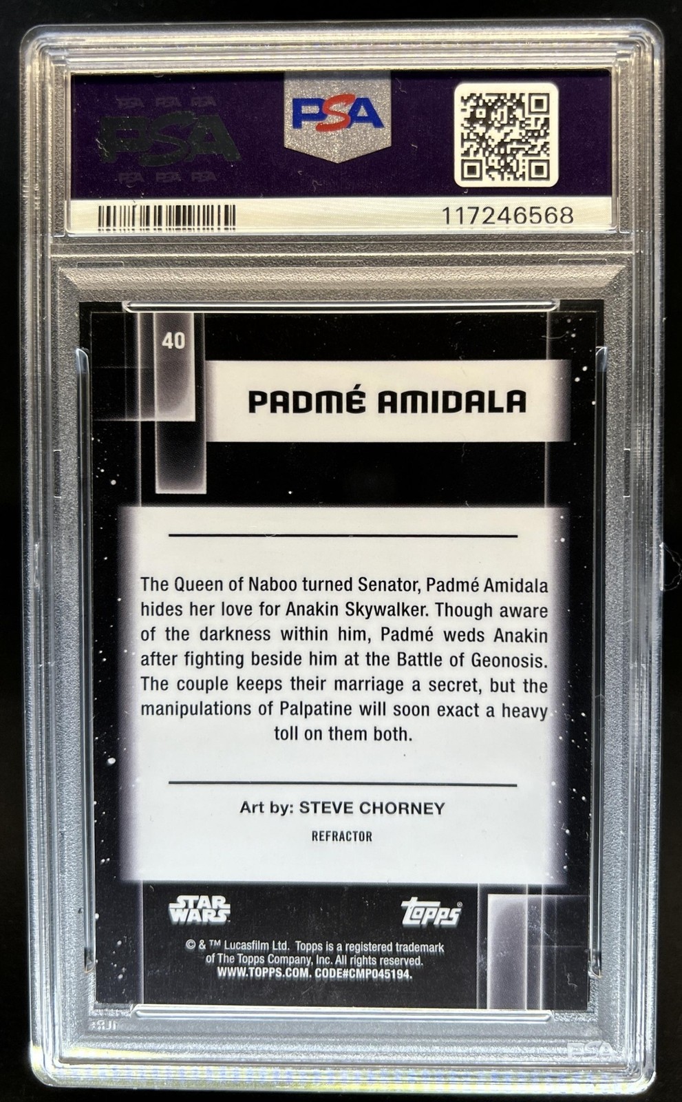 2021 Topps Chrome Star Wars Galaxy Padme Amidala Refractor #40 PSA 9 view 2