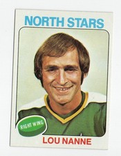 LOU NANNE MINNESOTA NORTH STARS #143 1975-76 TOPPS VINTAGE CREASE FREE EX-NM
