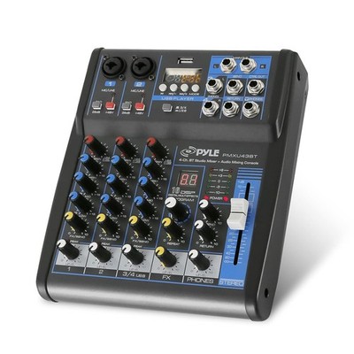 4 Channel Audio Mixer with Bluetooth DJ Controller USB Pyle Sound Board Mixer