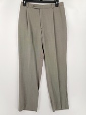 Oscar De La Renta Mens Dress Pants 44R W36 Gray Wool Bld Dry Clean Material Wear