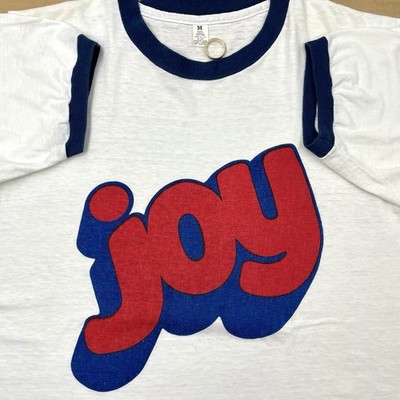 VTG 70s  JOY  Spellout 19  x 26.25  Design Ringer T Shirt
