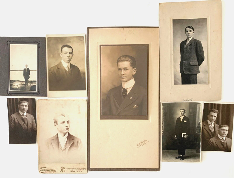 Antique Cabinet Card Studio Photographs of Men - NY, MN, NH Lot Gay Interest