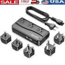 Travel Voltage Converter W/ 4 USB Charging Ports 3 AC Outlets Universal Adapter