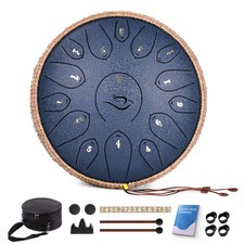 Steel Tongue Drum, 12 Inch 15 Note Tongue Drums, Handpan Drums Percussion, Blue