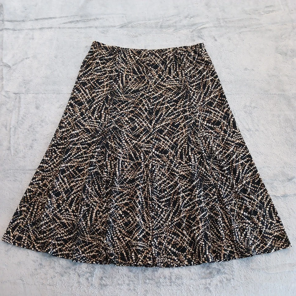 Falda B.Moss Grande Beige Geométrica Midi Línea A Tirar de Cintura Elástica Foto 4 de 4