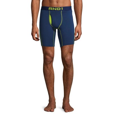 2 Pack AND1 Men's Pro Platinum Boxer Briefs 9'' Long Leg Dry & Cool Performance