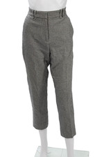 The Kooples Womens Black Cropped Ankle Dress Pants Wool Check Button Size 34