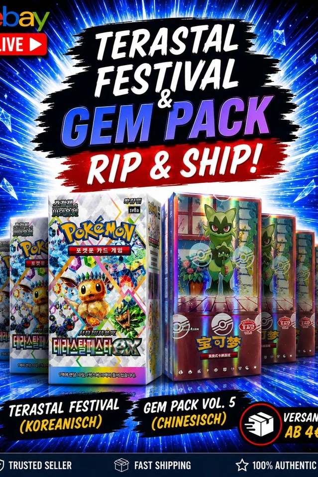 RIP & SHIP Pokemon Displays: Terastal Festival & Gem Pack Vol. 5