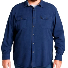 Woolrich Flannel Shirt Men's 2XL Blue Herringbone Cotton Button Work Casual READ