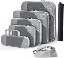 7pc Compression Packing Cubes, Luggage Travel Organizer Bag Set, Grey