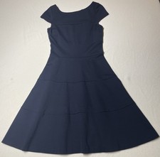 Banana Republic Size 2 Navy Knit Seamed Preppy Blue Dress