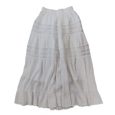 Scarlet Skirt Womens Free Size White Crochet Lace Tiered Crinkle Gauze Maxi Boho