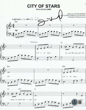 JUSTIN HURWITZ SIGNED LA LA LAND COMPOSTER CITY OF STARS LYRIC SHEET - BECKETT JUSTIN HURWITZ SIGNED LA LA LAND COMPOSTER CITY OF STARS LYRIC SHEET - BECKETT