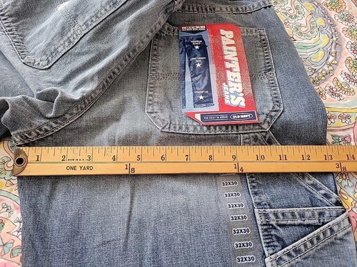 Pantalones de mezclilla antiguos azul marino para hombre 30x32 calce suelto pintor carpintero Y2K holgados nuevos con etiquetas leer - Imagen 10 de 13