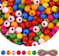 300 StüCk NatüRliche Runde Bunte Holzperlen Set 12 Mm Runde Holzperle Basteln Mi