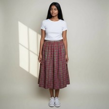 Vintage Touchy Subject USA Made Red Green Blue Tartan Plaid Taffeta Skirt Medium