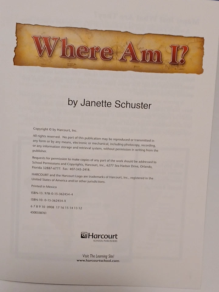 Where Am I ? (Harcourt Science: Level Reader Grade 4) 12 Page Booklet  - Image 2 of 4