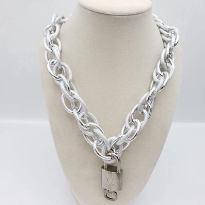 Authentic Louis Vuitton Lock & Key w/ Unbranded Stainless Steel Chain