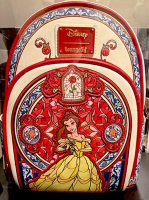 Loungefly Disney Beauty and the Beast Stained Glass Mini Backpack Red/Cream