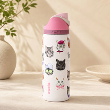 Owala UO Exclusive Cat Collage FreeSip Water Bottle Limited 32oz Pink New In Box