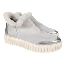 Voile Blanche Silver Sneakers with Fur Lining Size 39/US 7.5