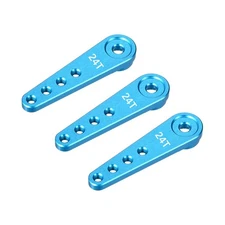 3 Pcs Aluminum Servo Horn Long 25T Steering Arm 37mm Length Blue