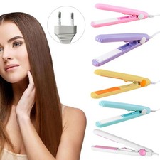 2-in-1 Ceramic Mini Hair Curler Portable Straightener Tourmaline Iron Heating UK