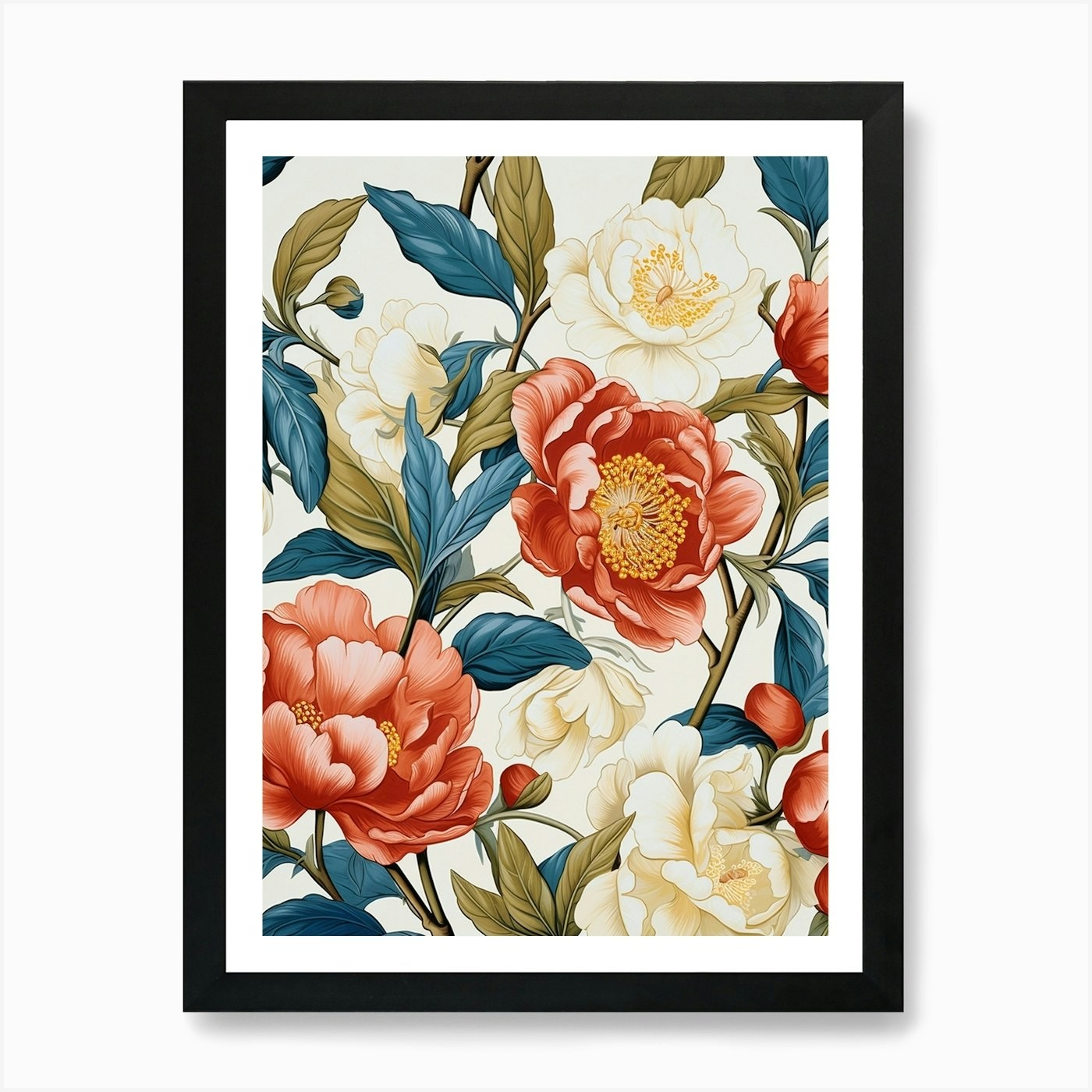 Peony Flower 2 Art Print Framed Wall Art Poster Canvas Print Picture