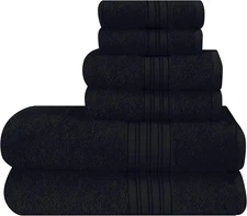 6 Pack Cotton Towel Set, Contains 2 Bath Towels 28X55 Inch, 2 Hand Towels 16X24 