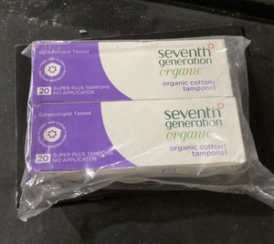 Seventh Generation Organic Cotton Tampons Super Plus No Applicator 2- 20 Packs
