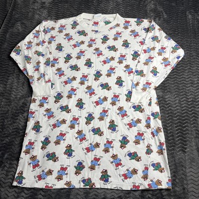 White Stag T-Shirt Christmas Holiday teddy bear Print Tee Shirt one size