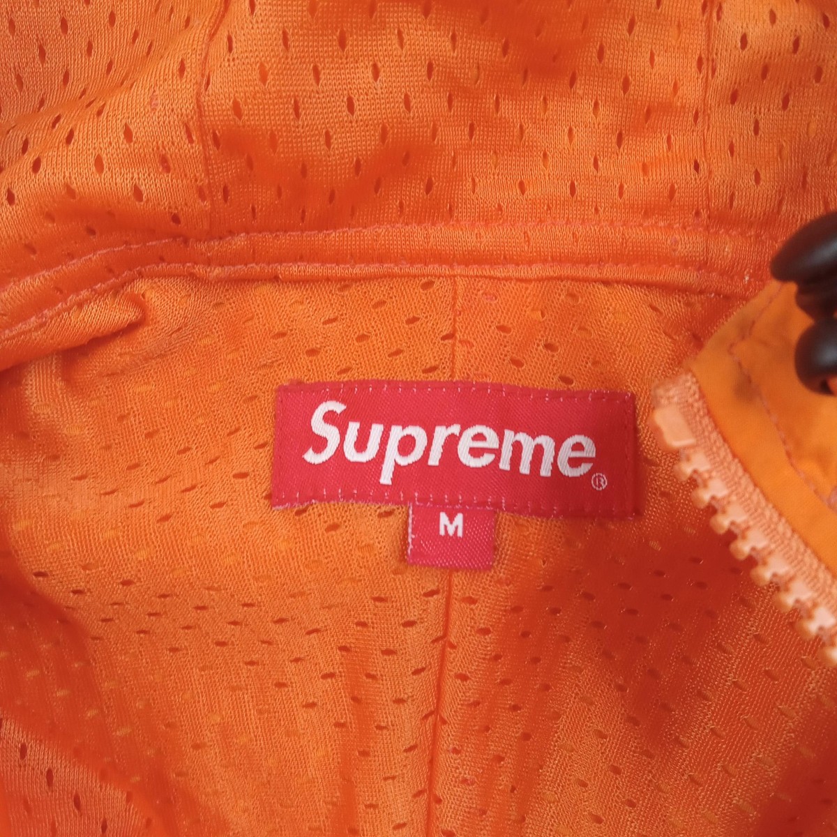 Supreme Jacket Mens Medium Orange Hooded Anorak Reflective Stripe