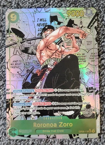 ART CARD ~ One Piece ZORO Manga Alt Art Textured ENGLISH ~ Luffy Nami Law Boa