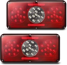 Partsam 2Pcs Rectangle LED Trailer Tail Lights Stop Turn
