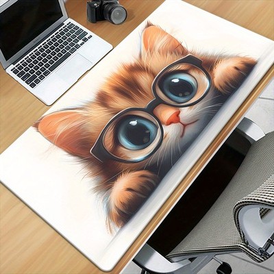 1 Cute Cat Pattern High Definition Printing Table Mat, Multi-functional Oversi