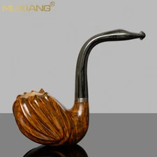 MUXIANG Briar Freehand Pipe Handmade Wooden Smooth Tobacco Pipe Cumberland Stem