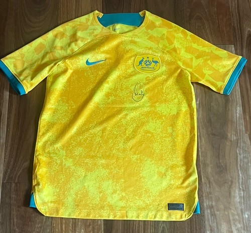 Mathew LECKIE hand Signed Socceroos Australia 2022 World Cup Shirt NIKE Youth XL - Picture 2 of 20