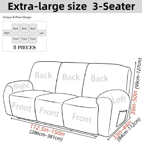 Extra-large Recliner Chair Sofa Cover 1/2/3/4 XL Size Velvet Arm Sofa Slipcover - Picture 7 of 23