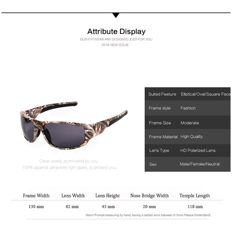 Men Sport Polarized Sunglasses Outdoor Driving Fishing Camouflage Frame Glasses - Image 4 of 4