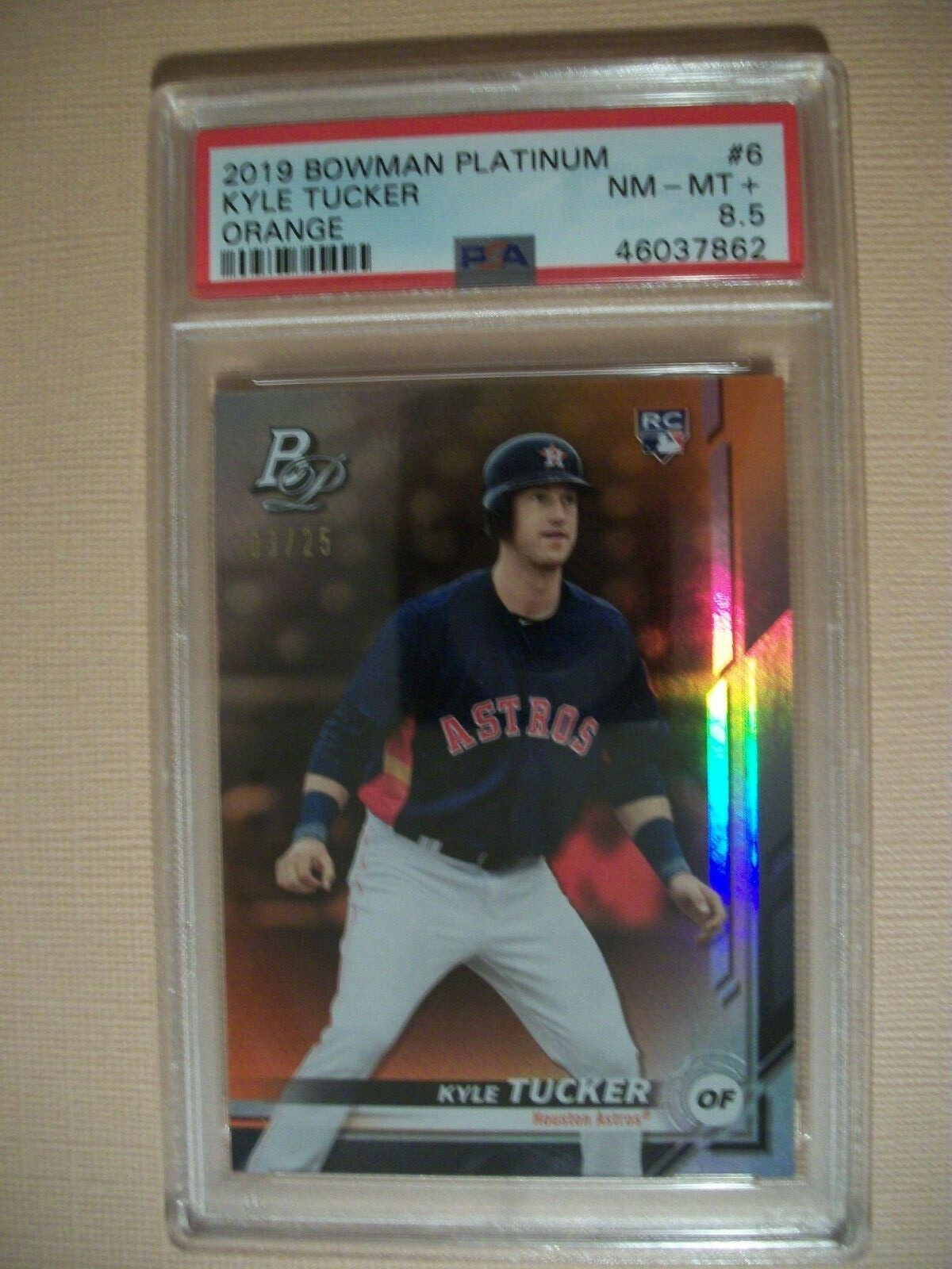 KYLE TUCKER 2019 Bowman Platinum Orange #6 PSA NM-MT+ 8.5 Astros RC 03/25