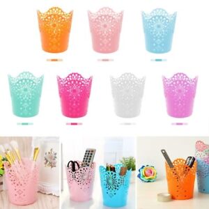 Hollow Flower Brush Storage Pen Pencil Pot Holder Container Table Organizer New
